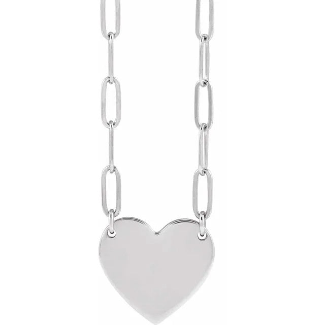 Sterling Silver Engravable Heart 18' Necklace