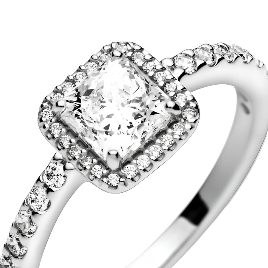Square Sparkle Halo Ring