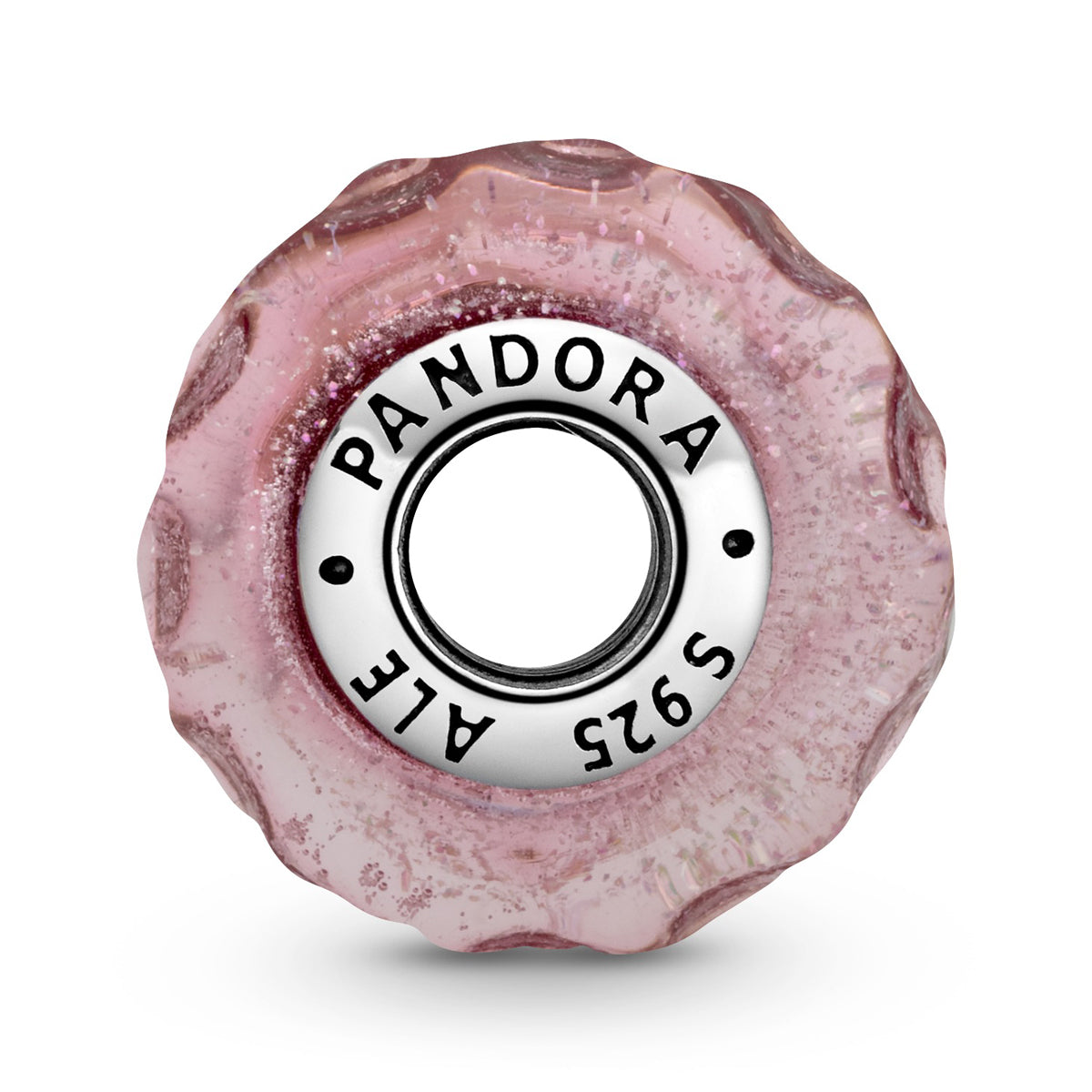 Wavy Fancy Pink Murano Glass Charm