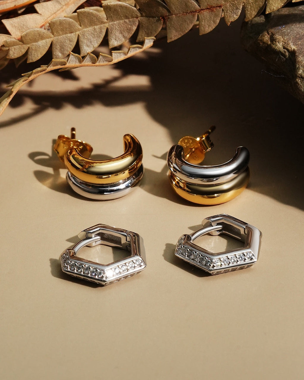 Trailblazer - Sparkling Shield Huggie Hoop Earrings