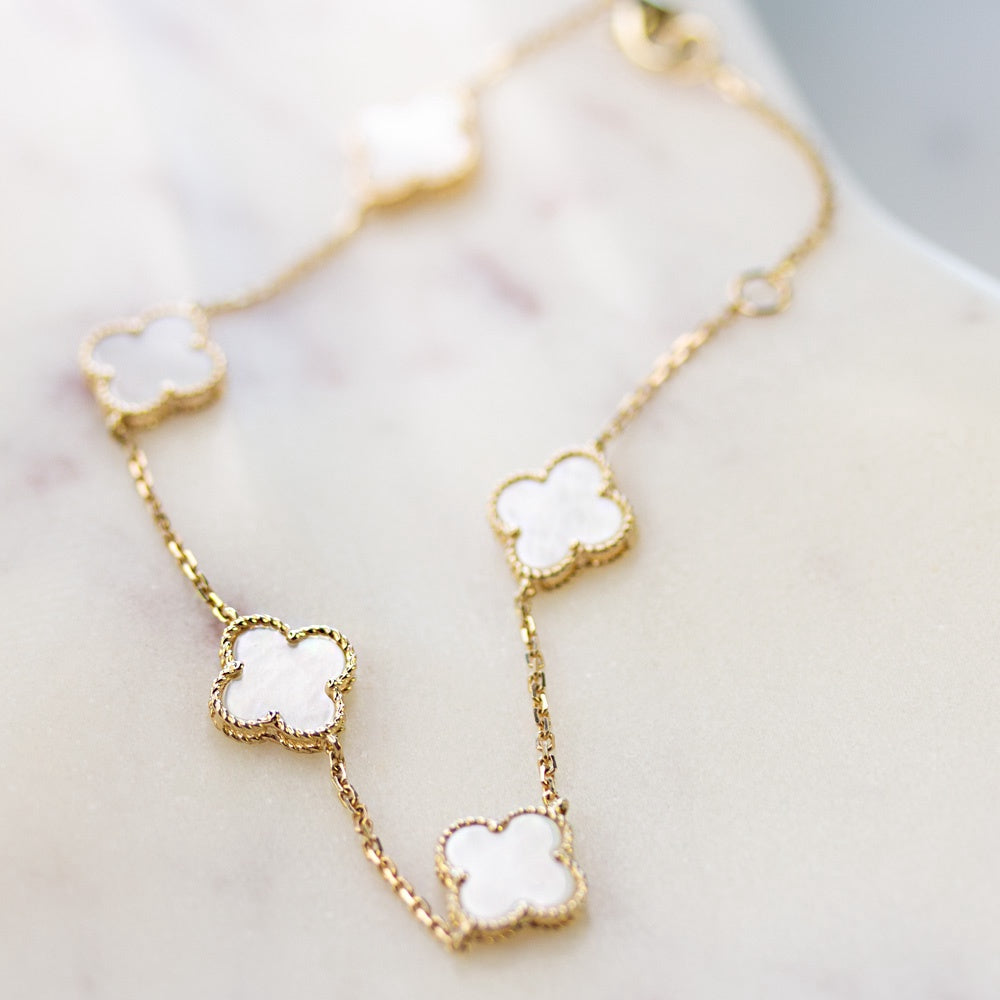 14KY Mother of Pearl Clover Bracelet