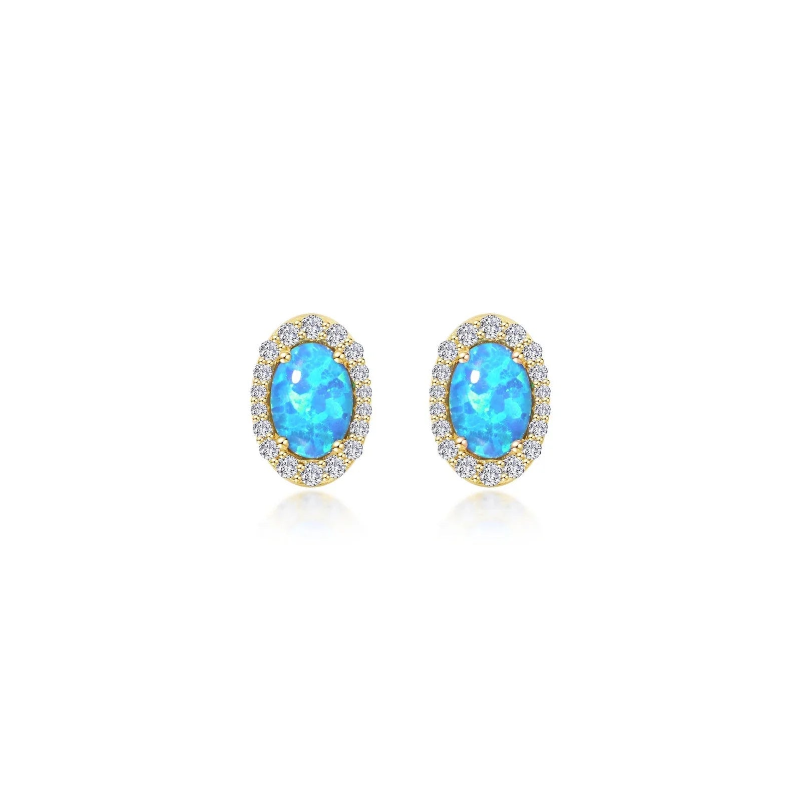 Vintage Inspired Blue Opal Halo Earrings