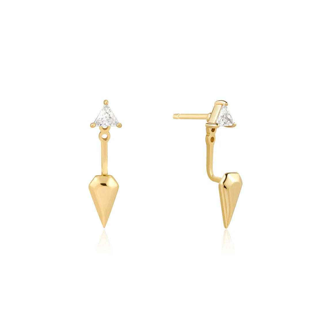 Sunshine Chaser - Gold Triangle Cubic Zirconia Geometric Stud Ear Jackets