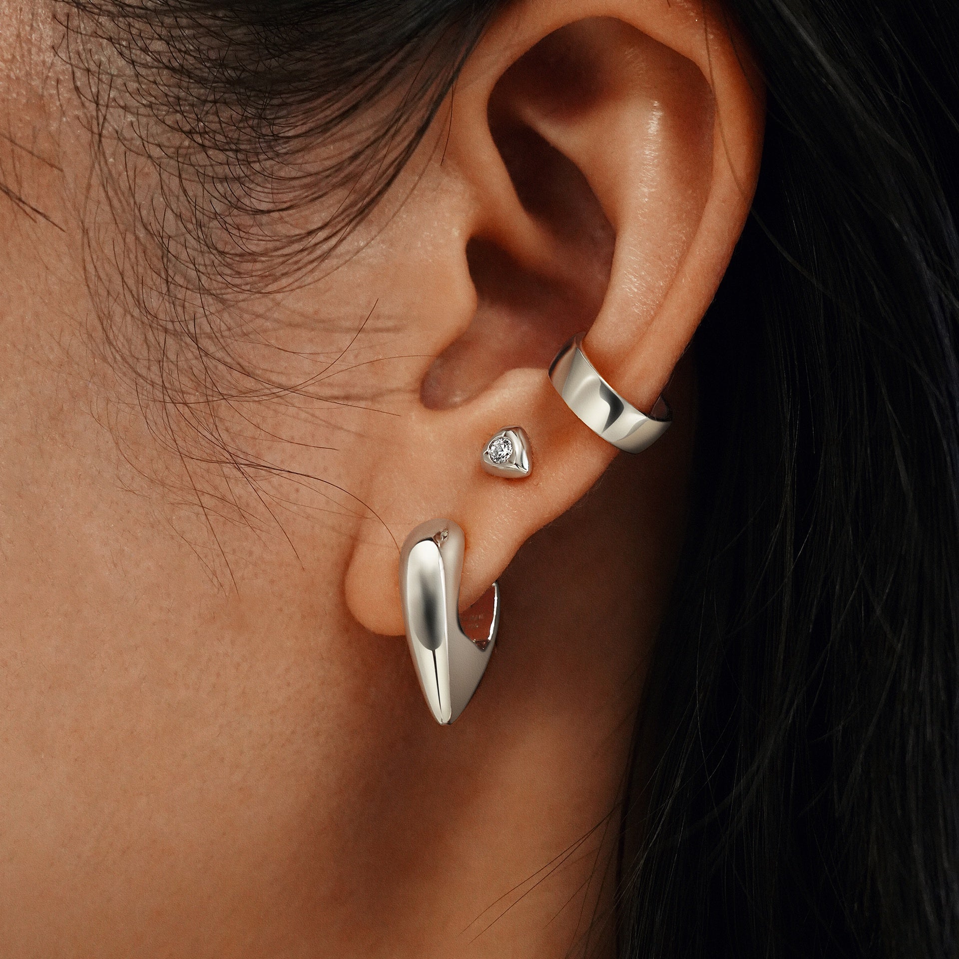 Trailblazer - Puffy Shield Huggie Hoop Earrings