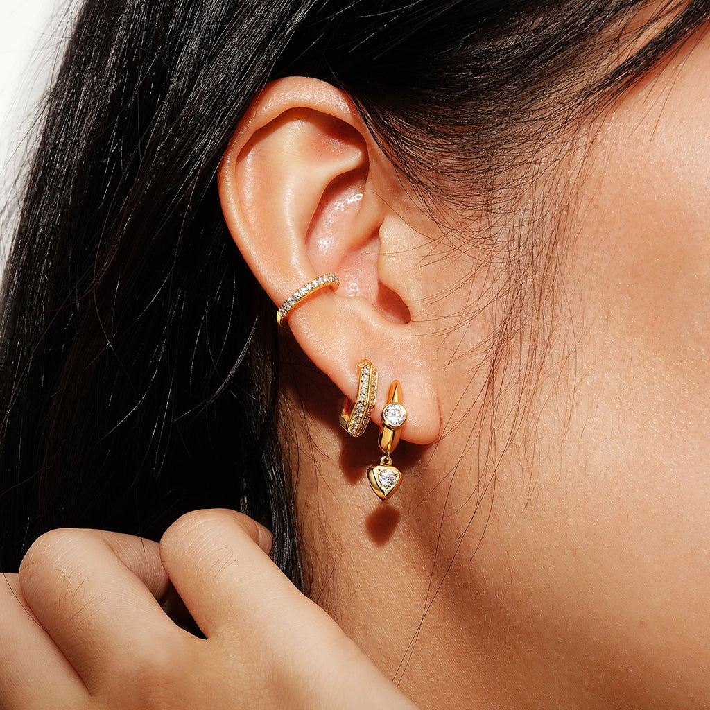Trailblazer - U-Shaped Shield Drop Huggie Hoop Earrings
