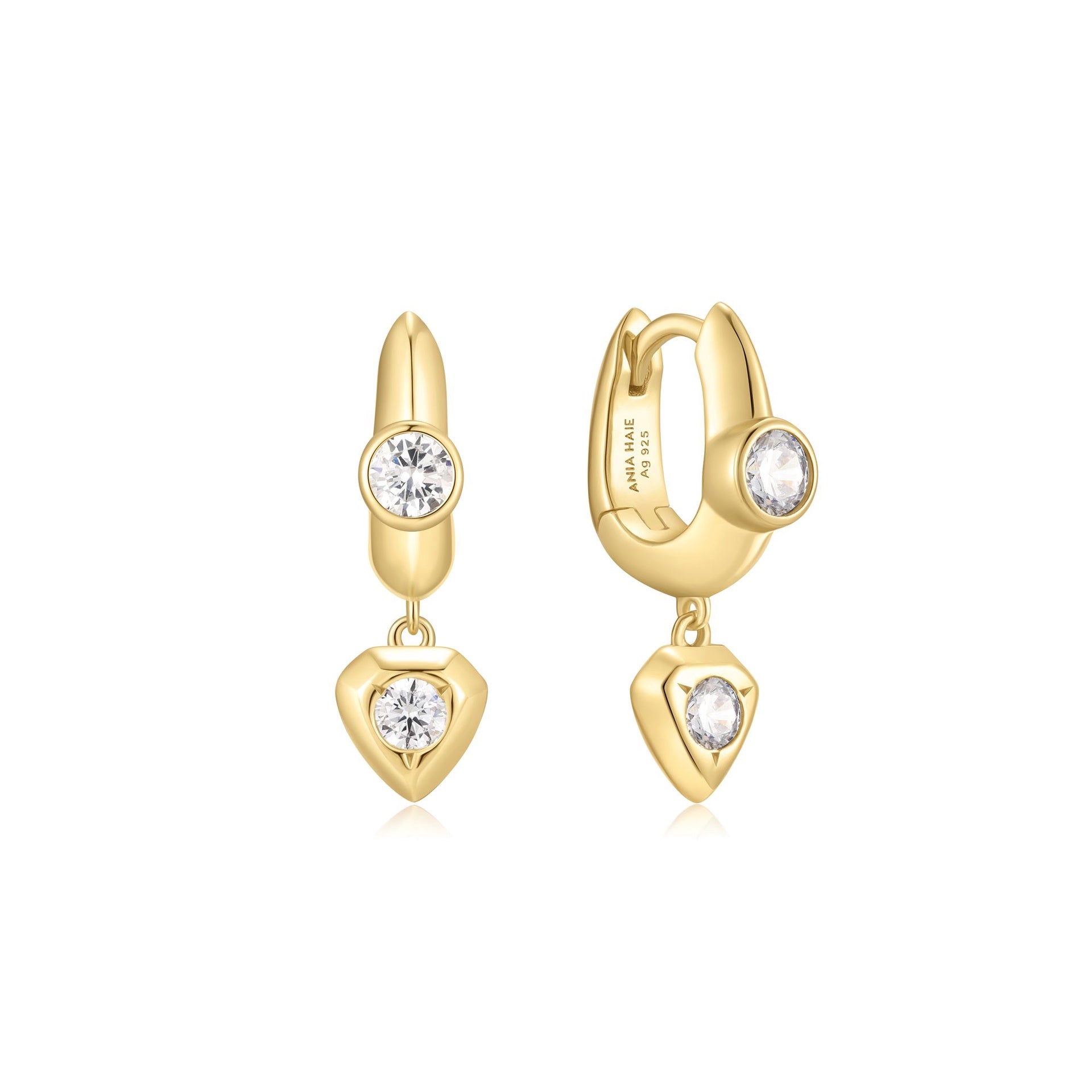 Trailblazer - U-Shaped Shield Drop Huggie Hoop Earrings