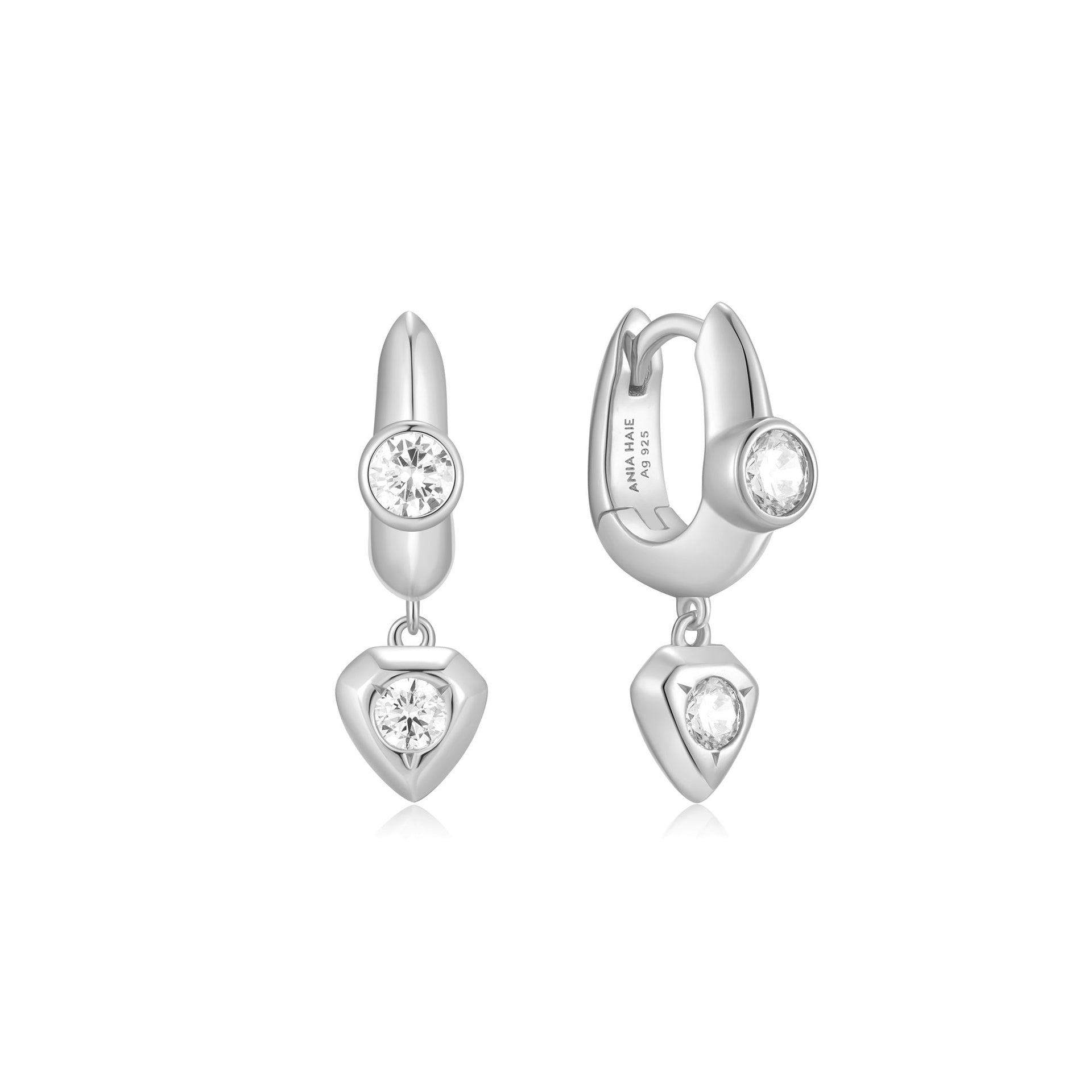Trailblazer - U-Shaped Shield Drop Huggie Hoop Earrings