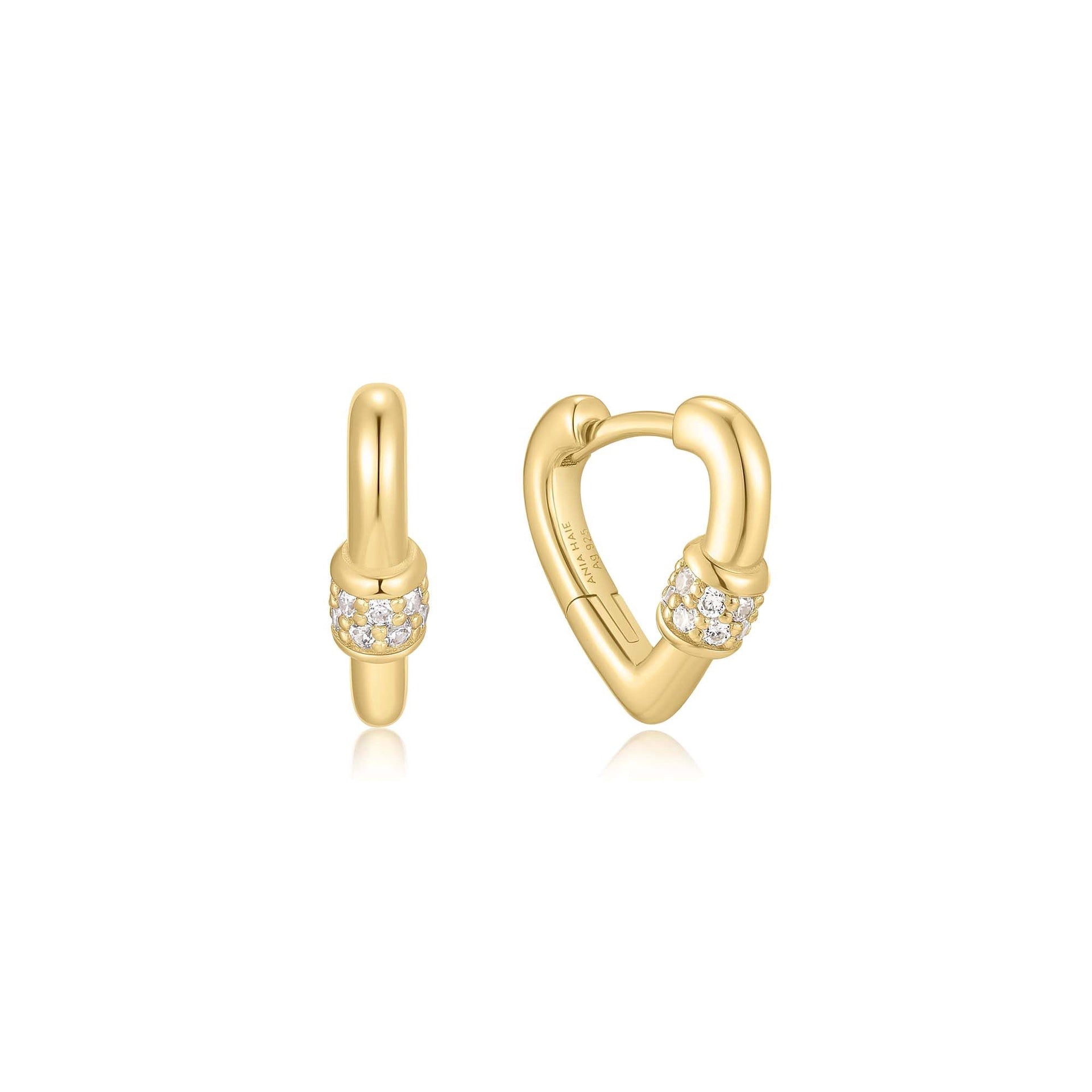 Reimaginer - Mini Heart Clasp Huggie Hoop Earrings