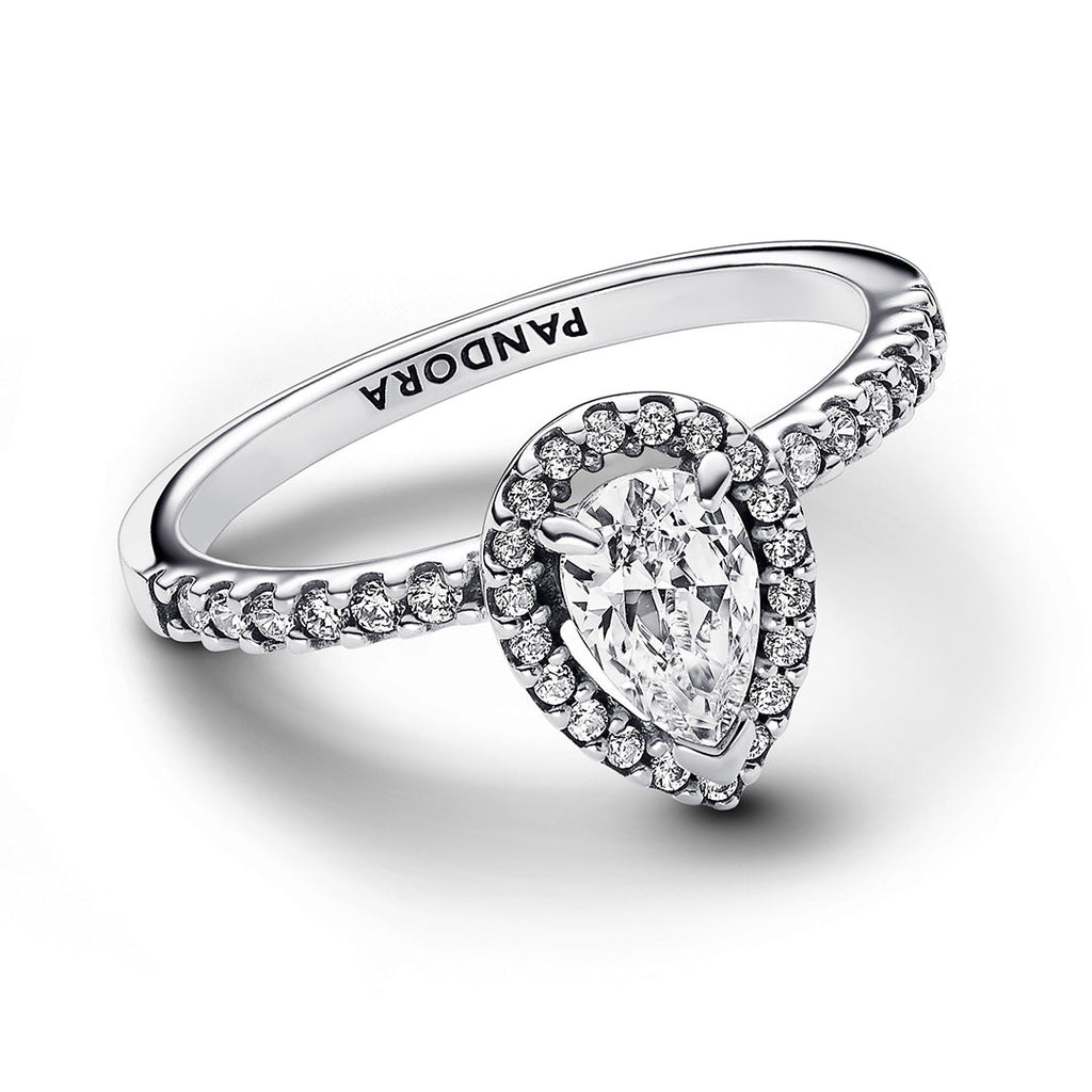 Sparkling Pear Halo Ring