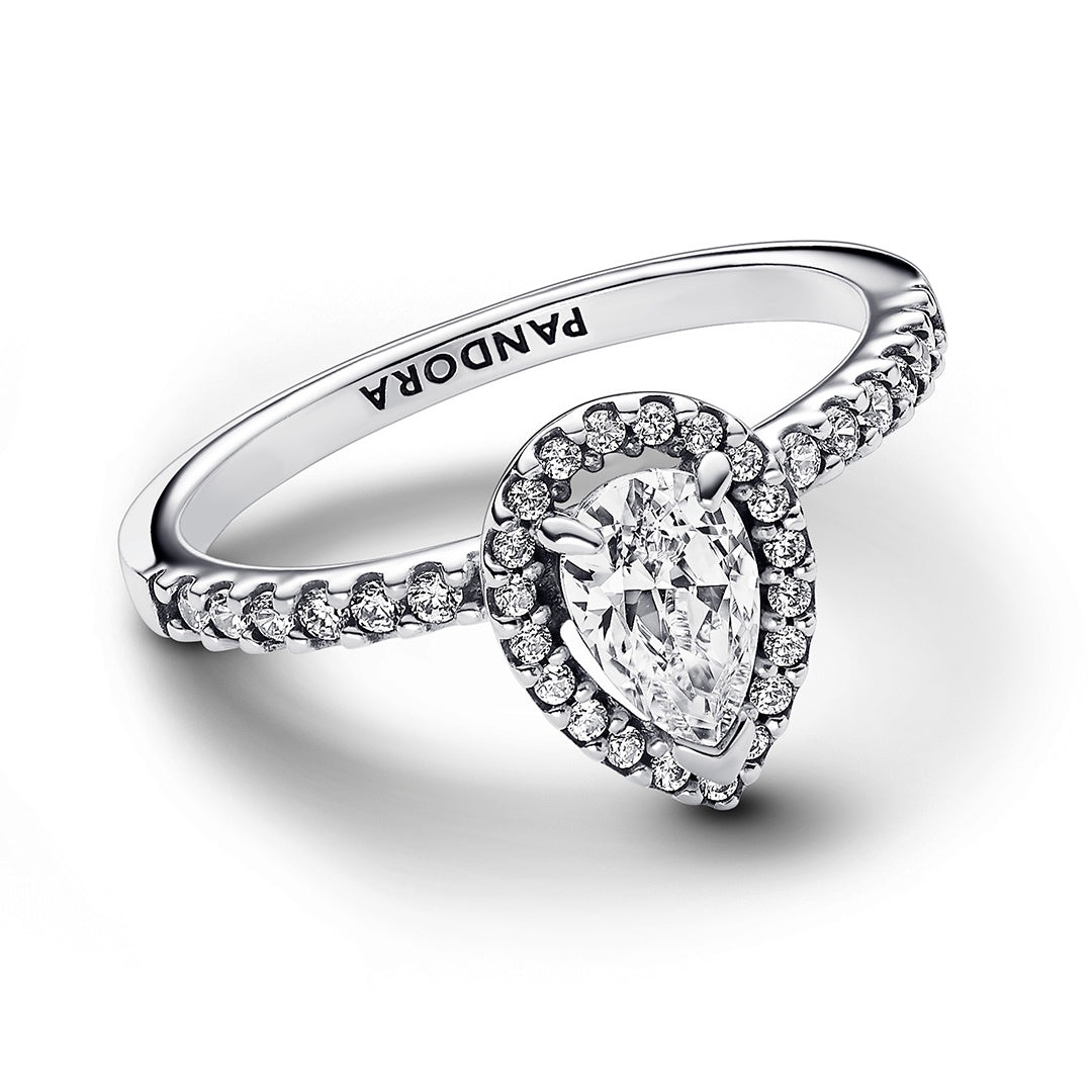 Sparkling Pear Halo Ring