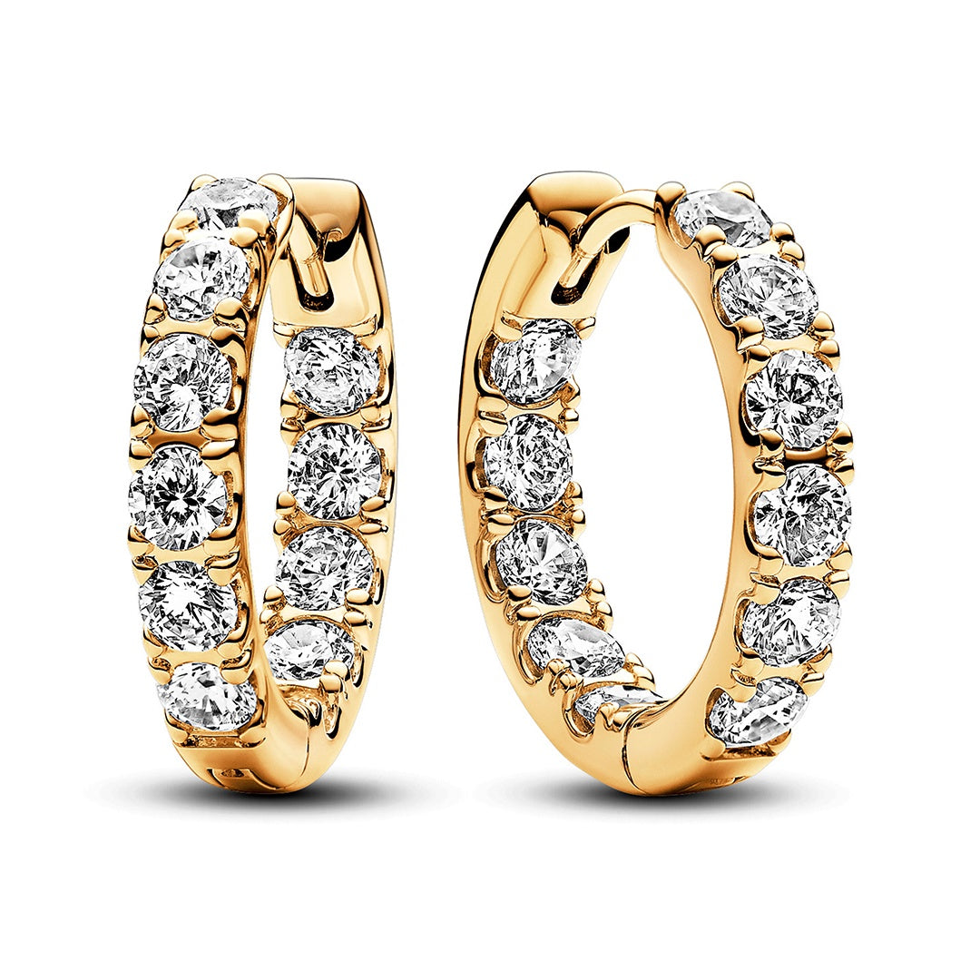 Sparkling Row Eternity Hoop Earrings