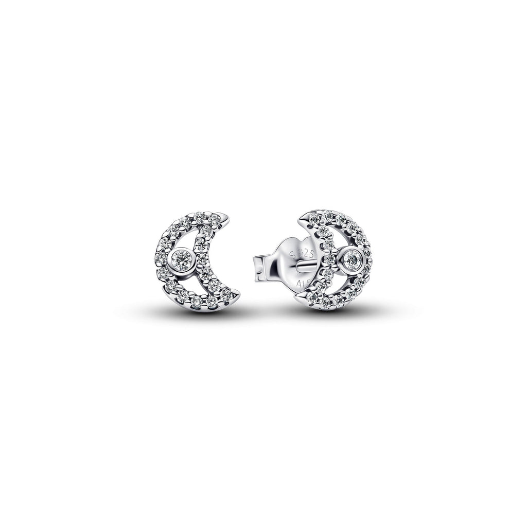 Sparkling Moon Stud Earrings