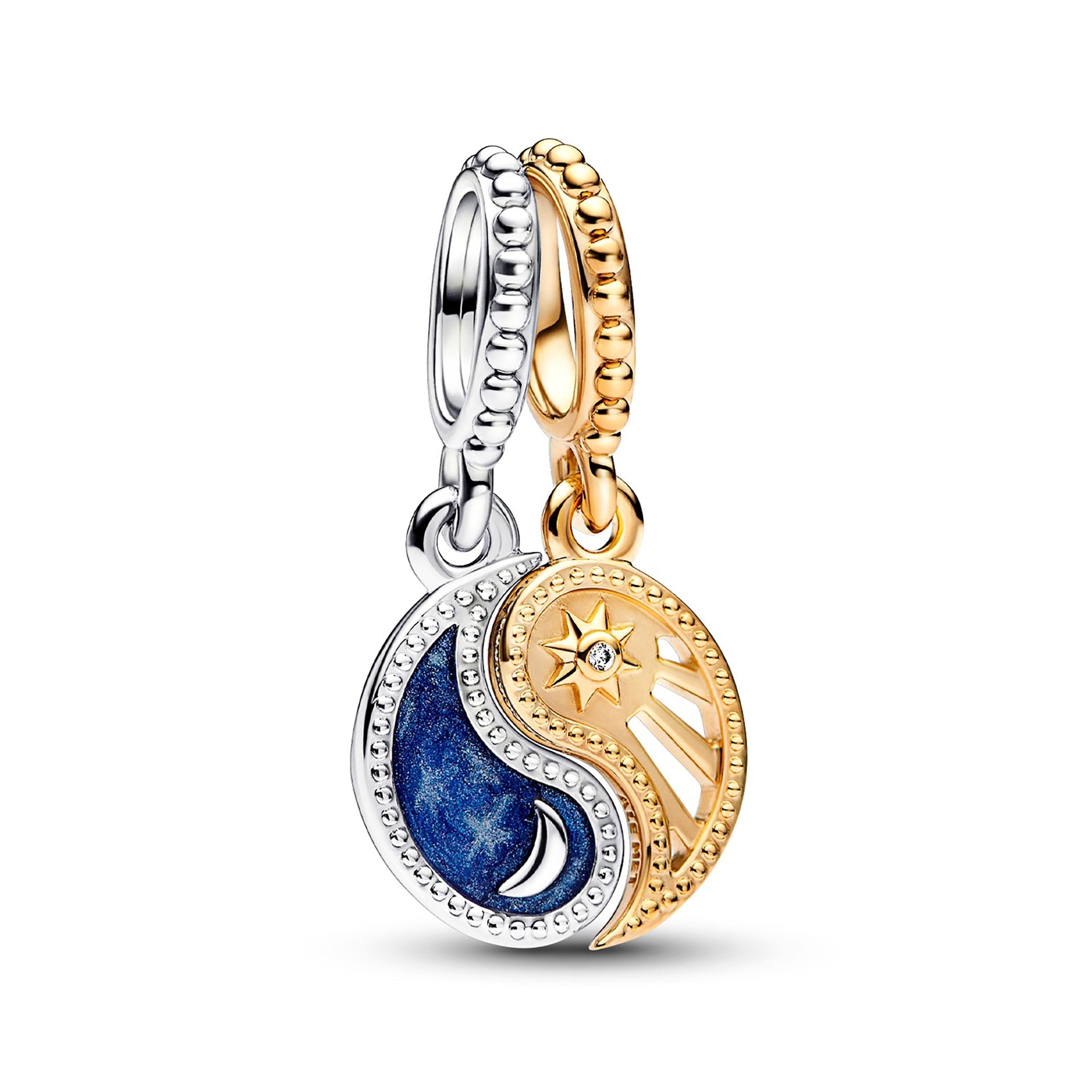 Two-tone Splittable Sun & Moon Dangle Charm