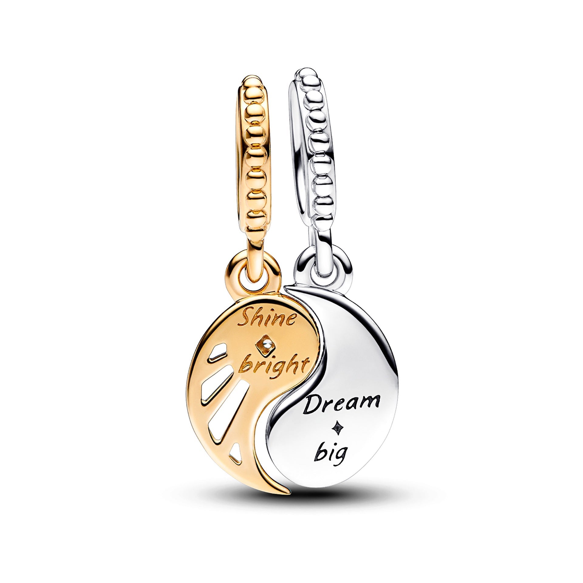 Two-tone Splittable Sun & Moon Dangle Charm