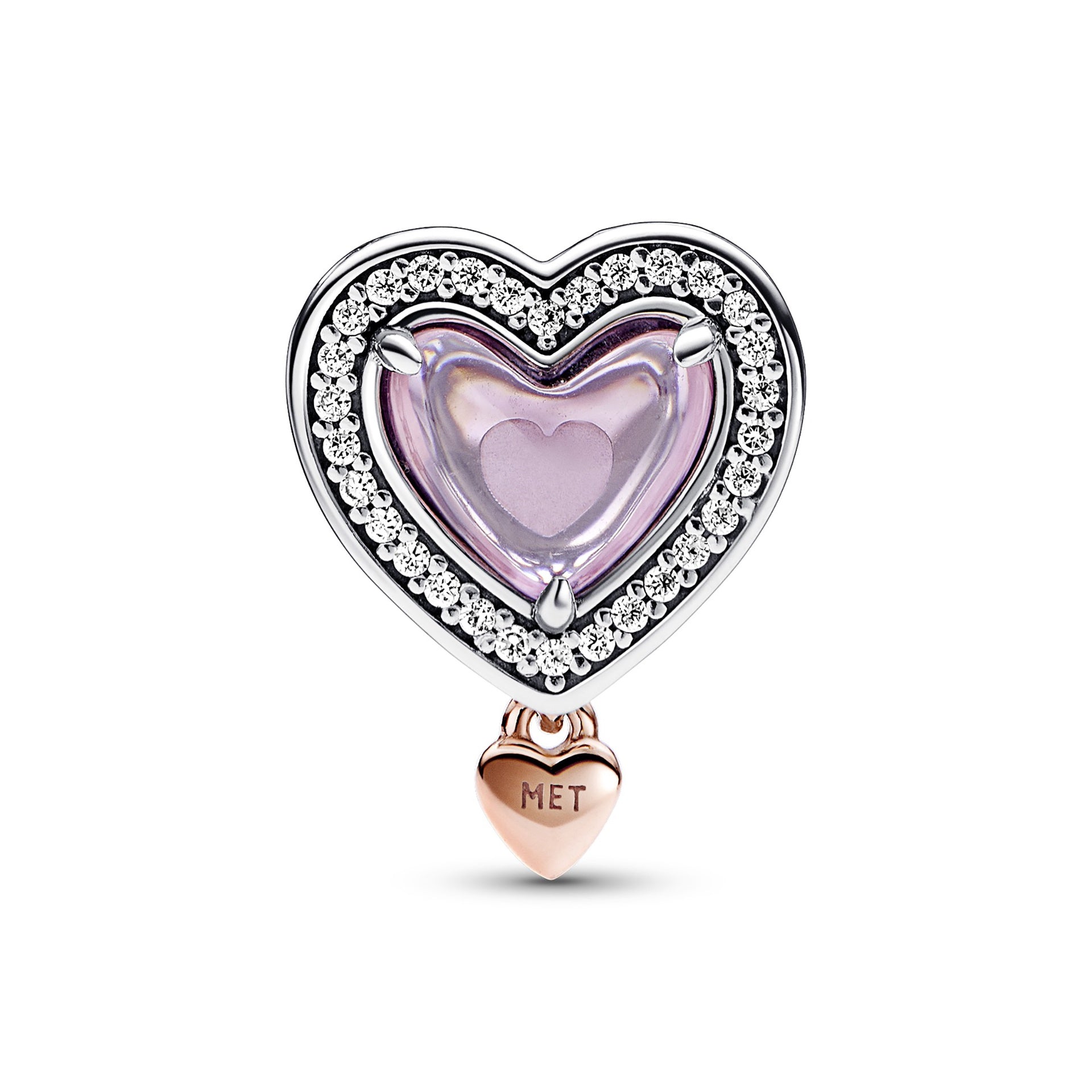 Two-tone Openwork Mum & Heart Charm