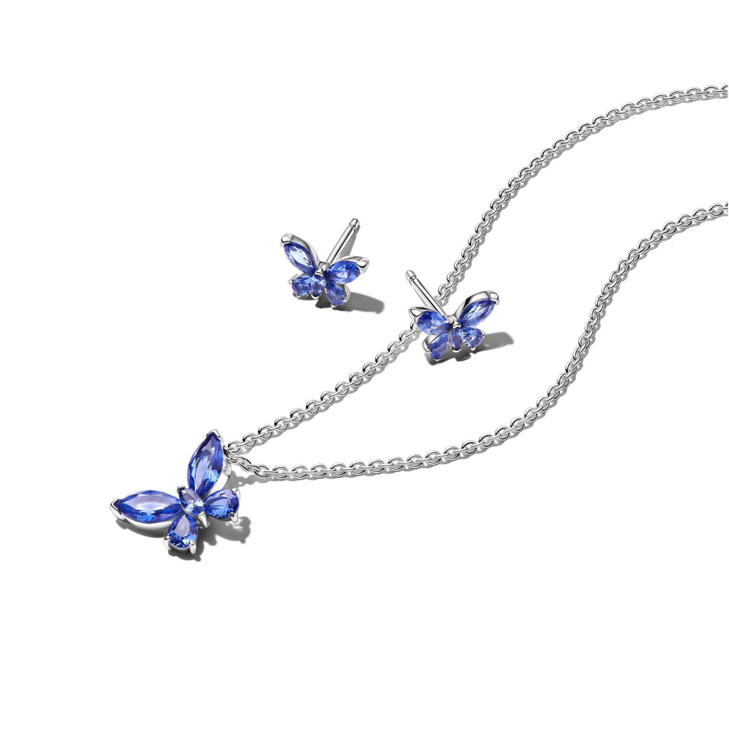 Sparkling Blue Butterfly Jewelry Gift Set