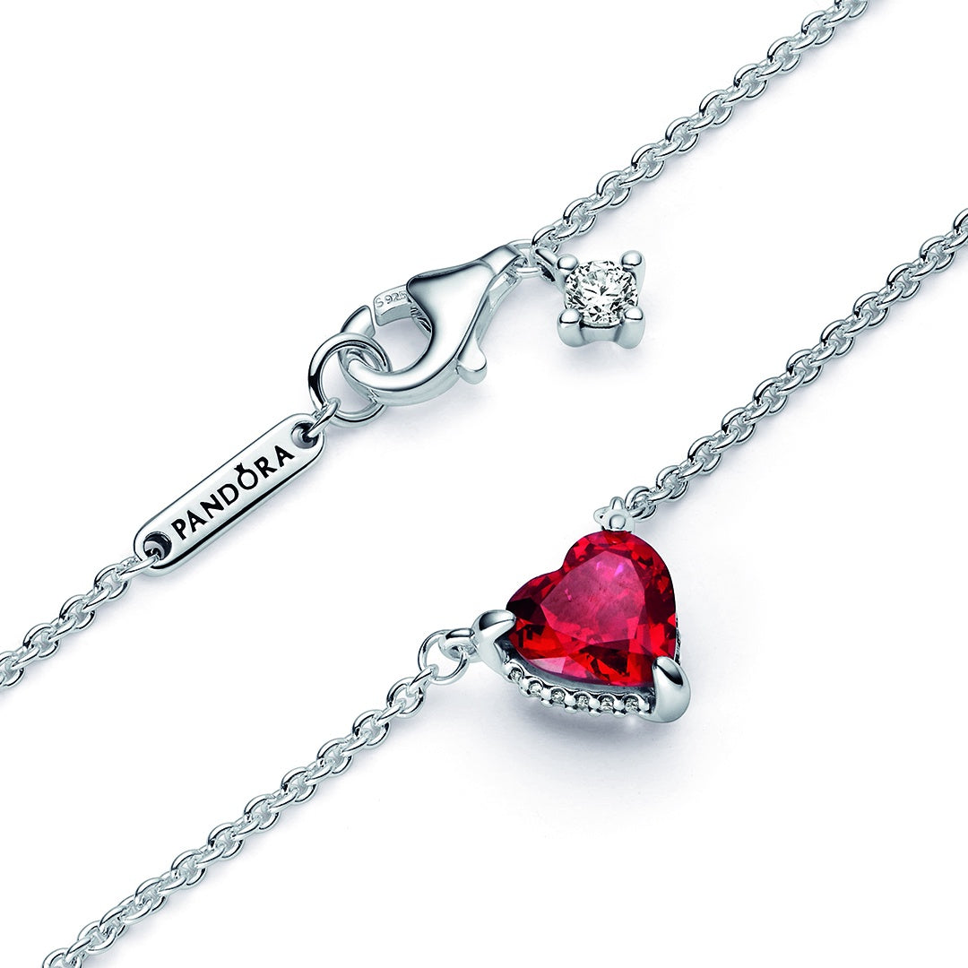 Sparkling Heart Halo Pendant Collier Necklace
