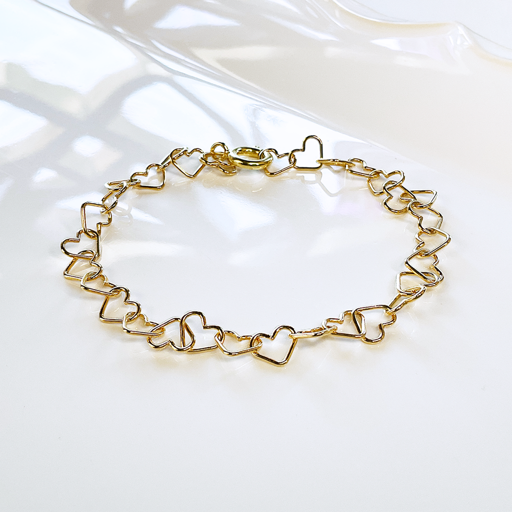 14KTGF Heart Chain Bracelet