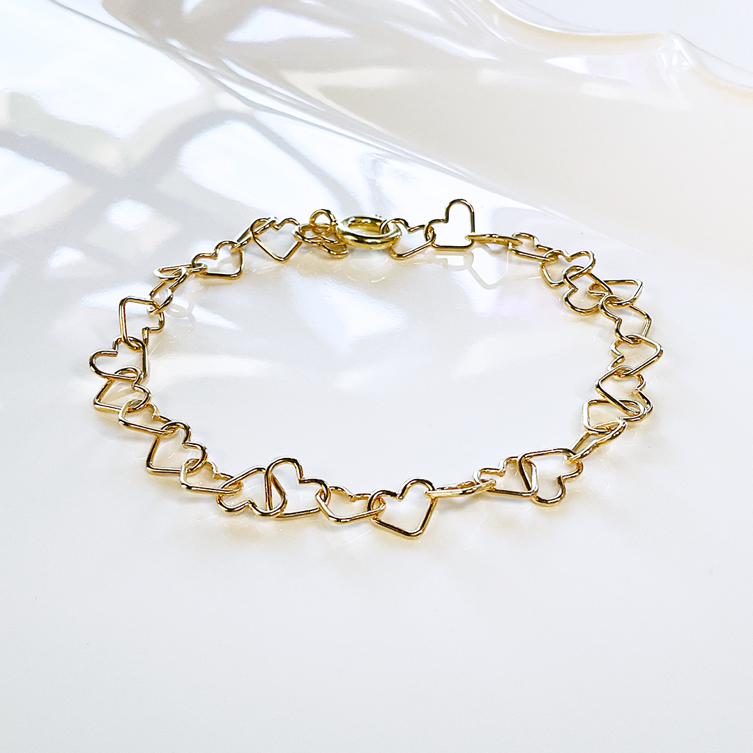 14KTGF Heart Chain Bracelet