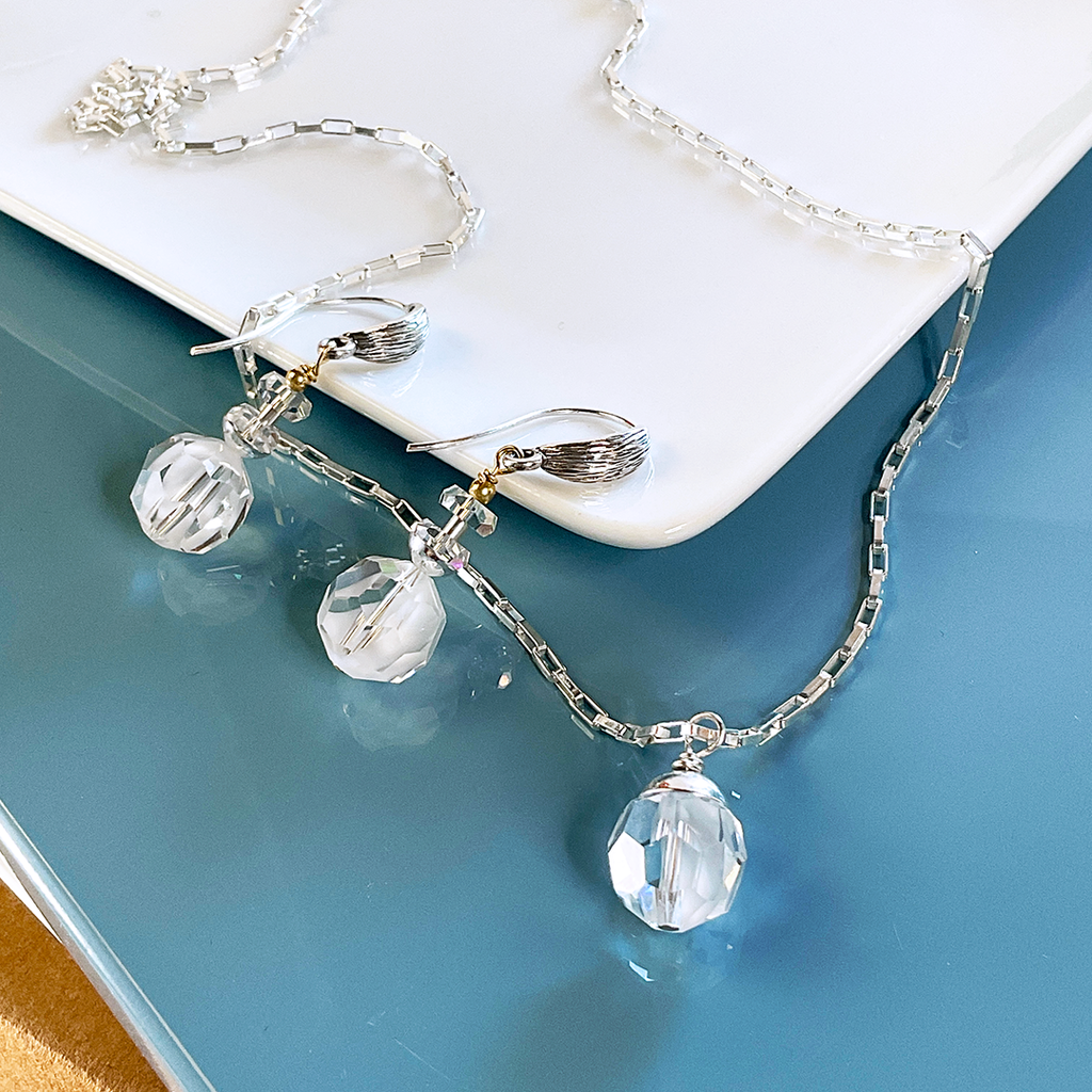 SS Chain Necklace w/ Vintage Swarovski Crystal