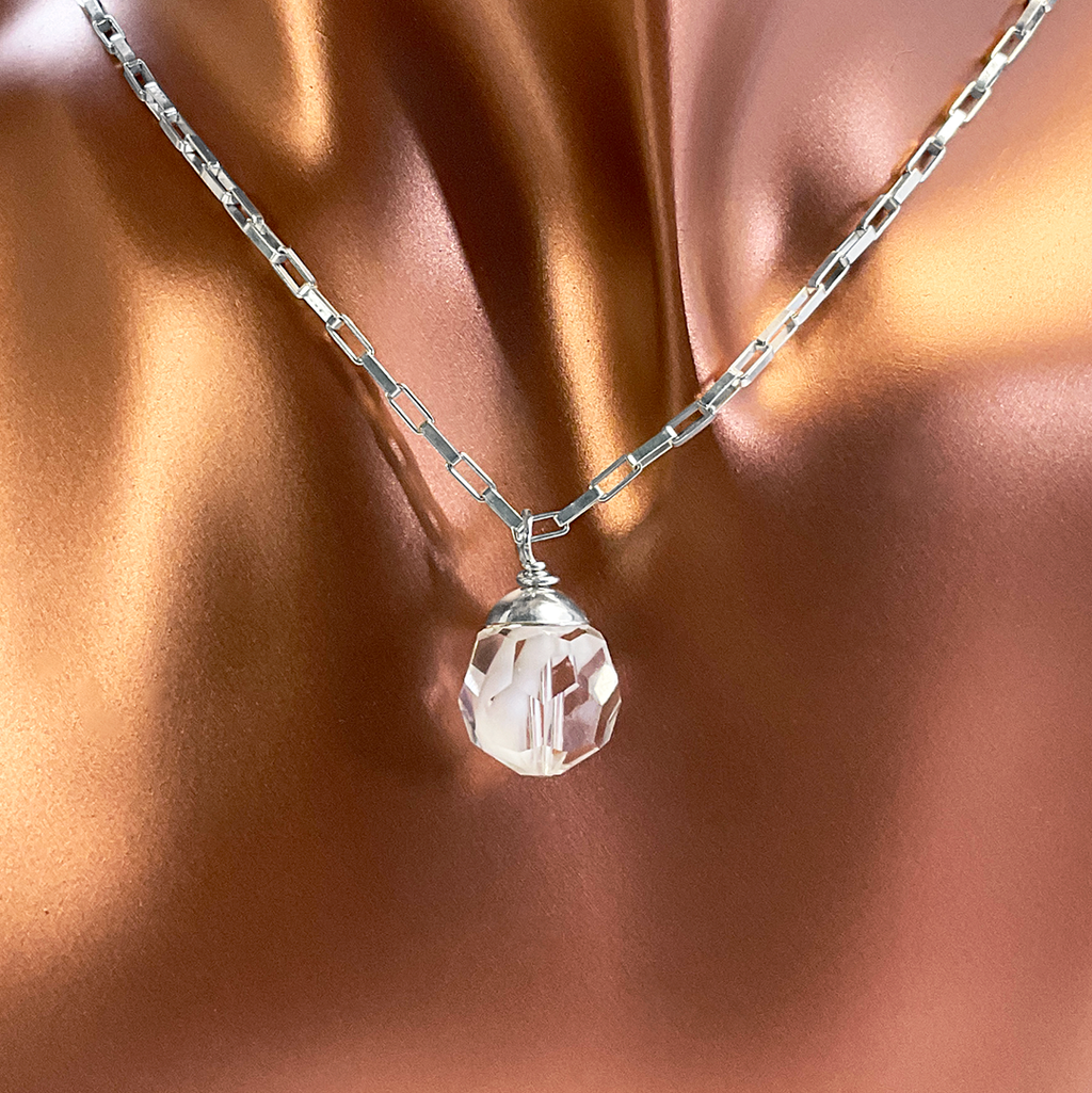 SS Chain Necklace w/ Vintage Swarovski Crystal