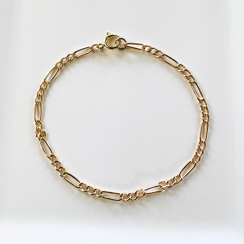 14KTGF Flat Figaro Chain Bracelet