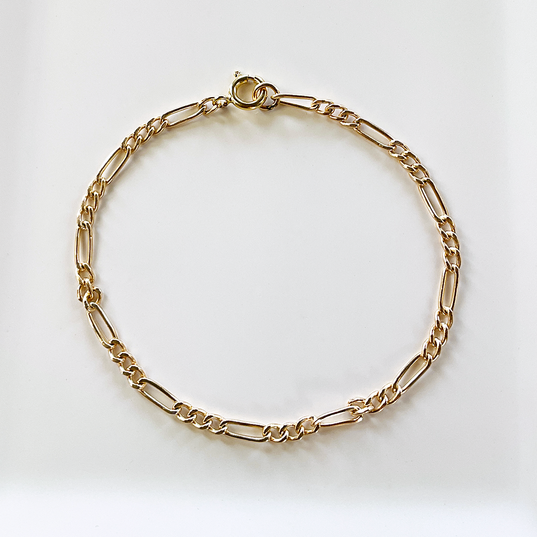 14KTGF Flat Figaro Chain Bracelet