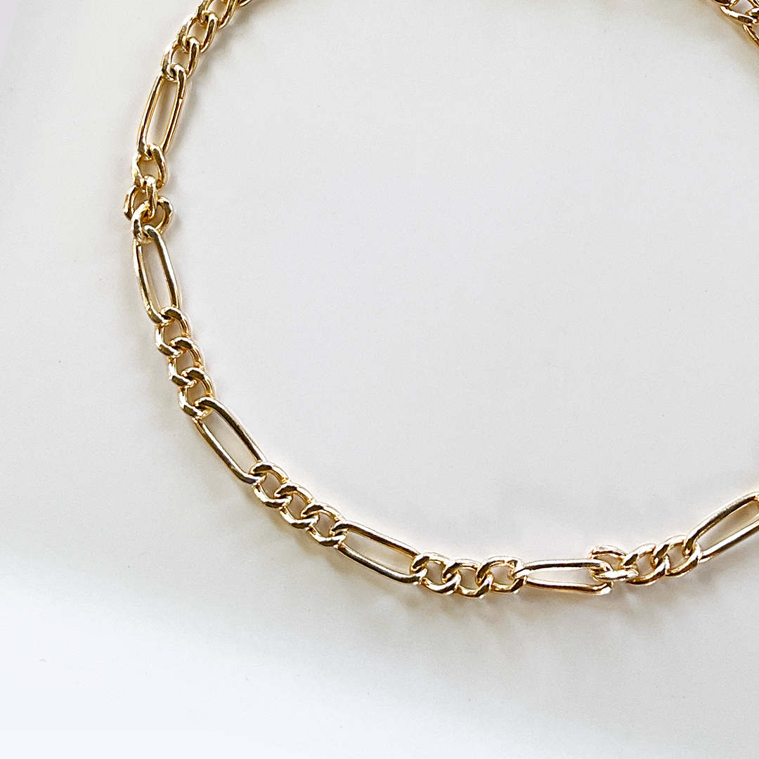 14KTGF Flat Figaro Chain Bracelet