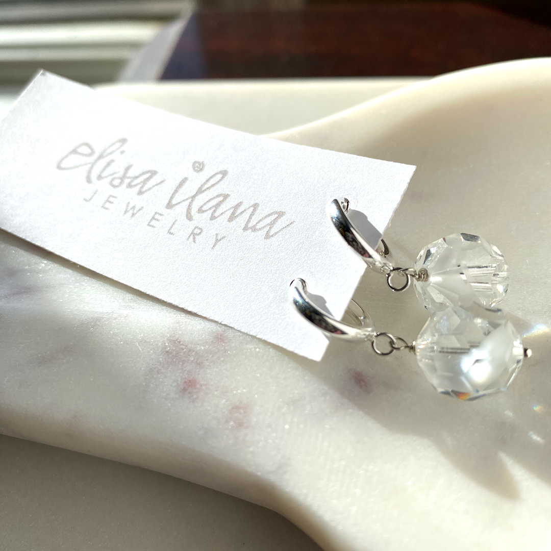 Swarovski Crystal Earrings on SS Hoops