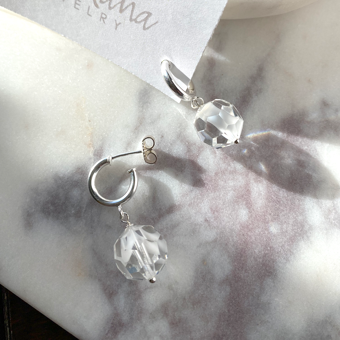 Swarovski Crystal Earrings on SS Hoops