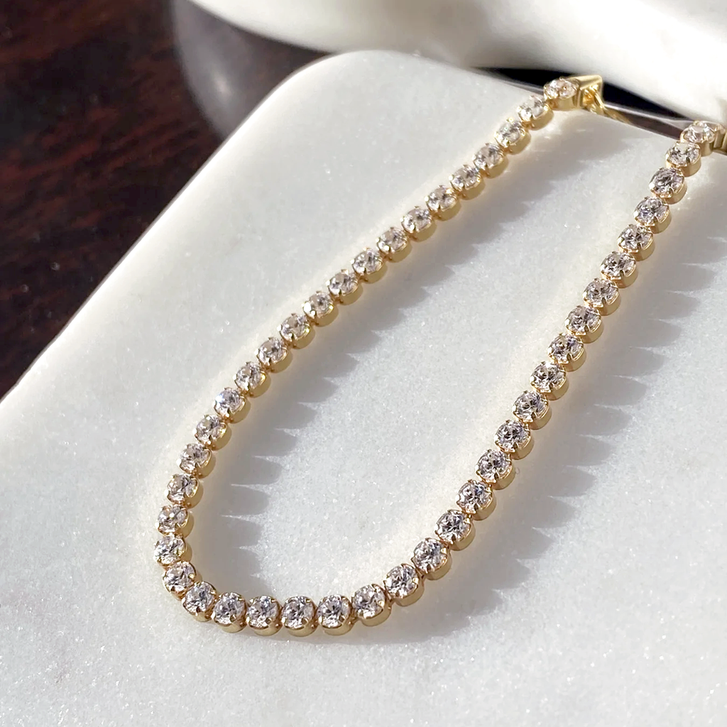 18k Gold Vermeil CZ Tennis Bracelet