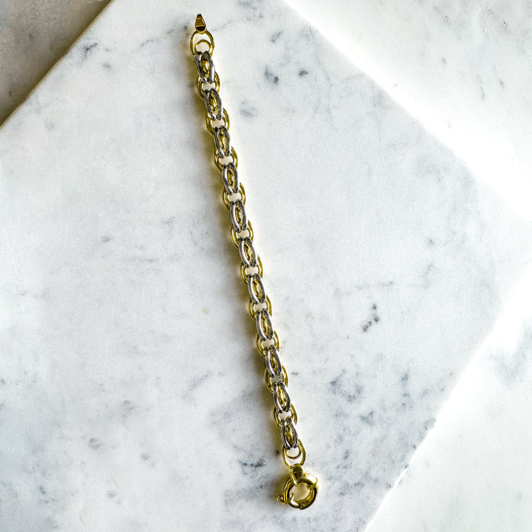 14Kt Yellow/White Gold Link Bracelet