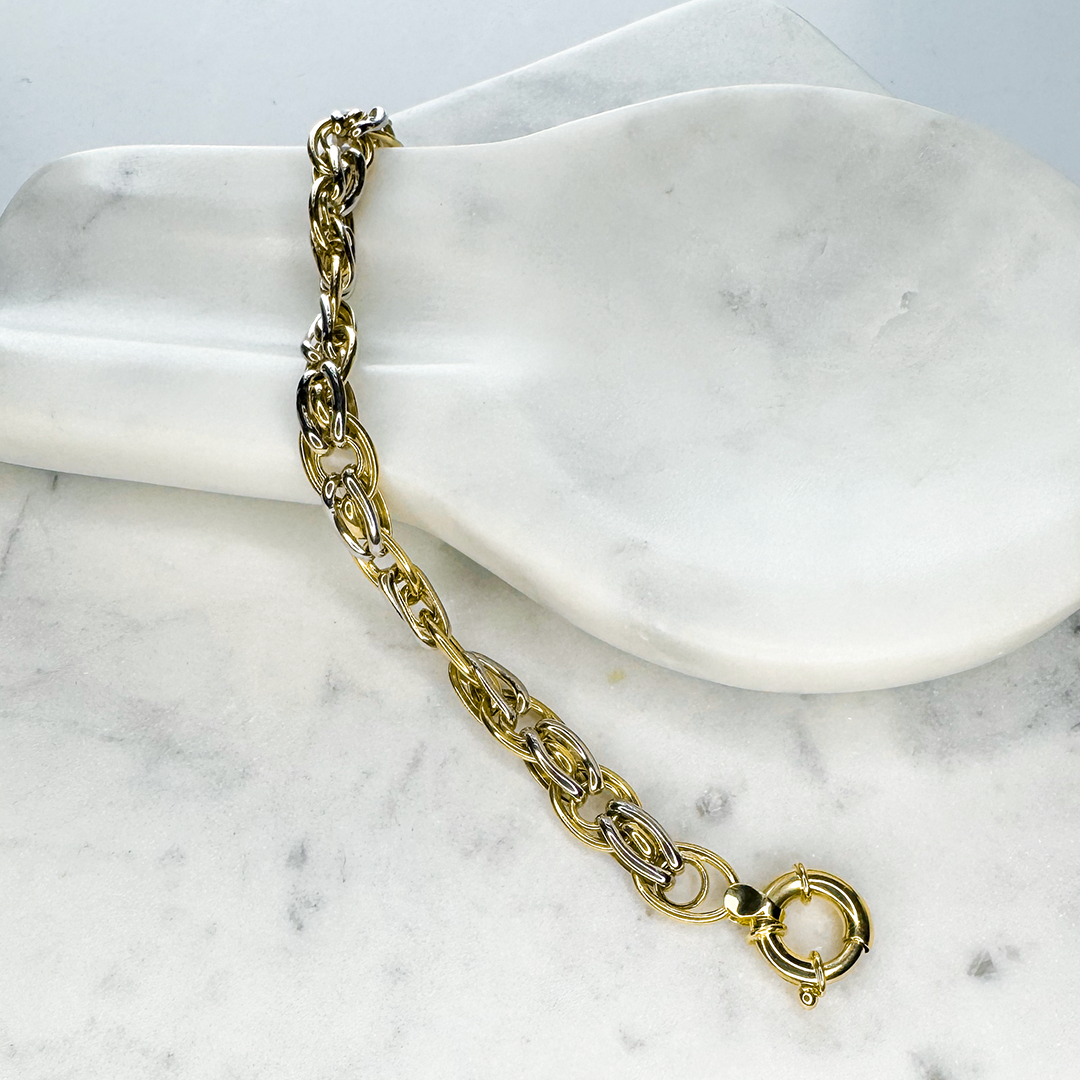 14Kt Yellow/White Gold Link Bracelet