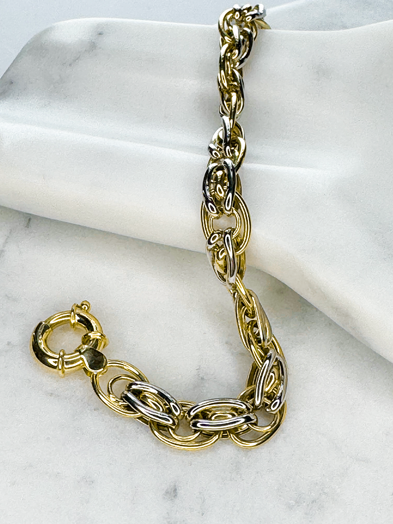 14Kt Yellow/White Gold Link Bracelet