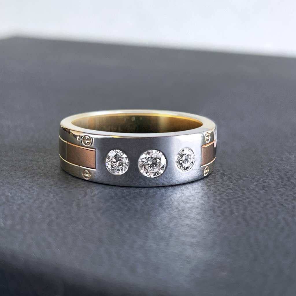 14k Two-Tone 0.58CT Diamond Mens Ring