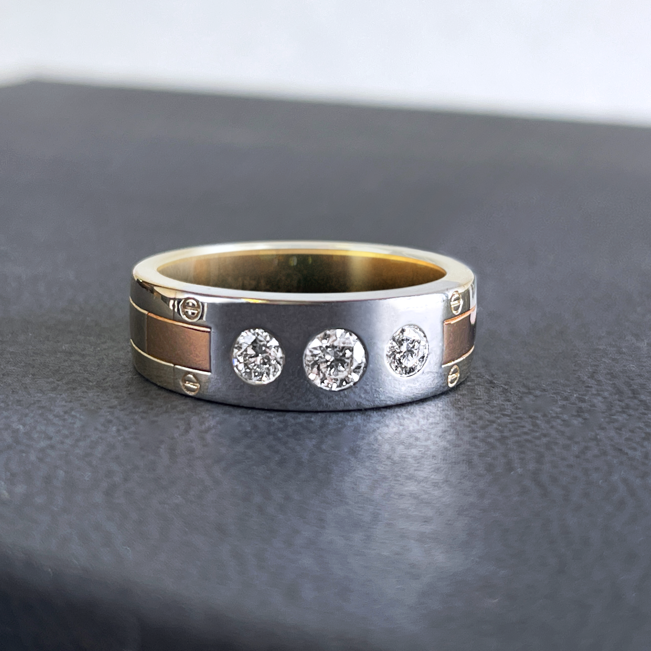 14k Two-Tone 0.58CT Diamond Mens Ring