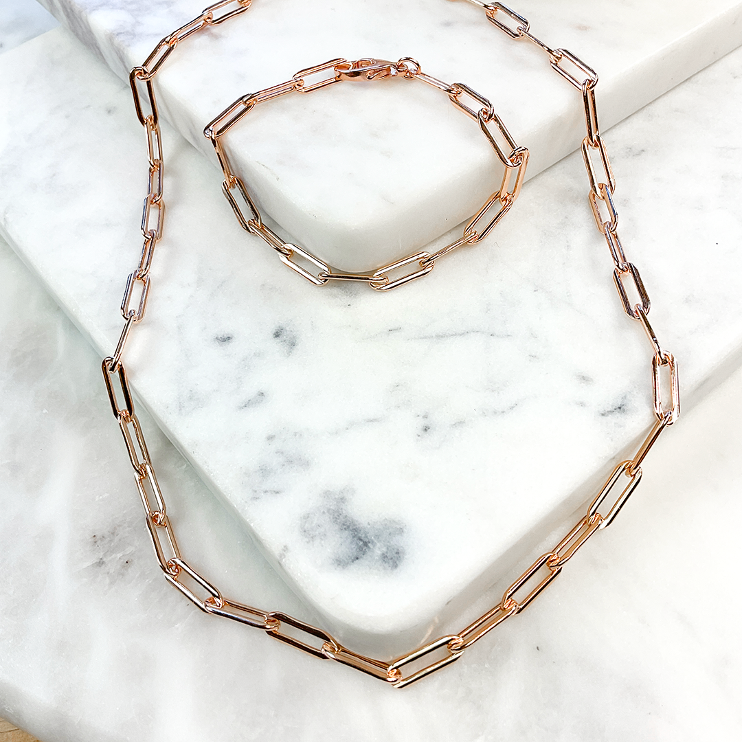 14Kt Rose Gold Fill Paperclip Chain Necklace
