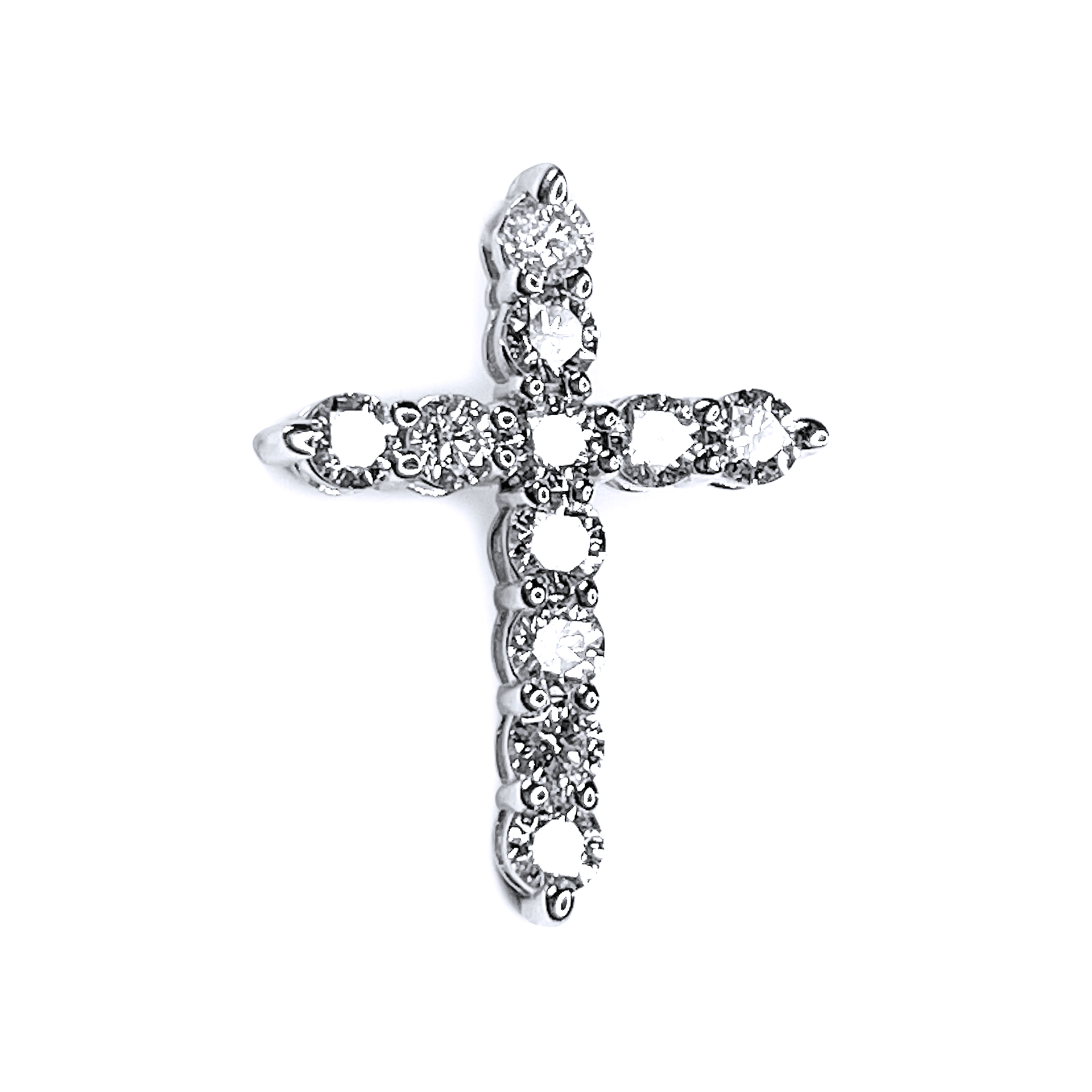 14k WG 0.86 CTS Diamond Cross Pendant