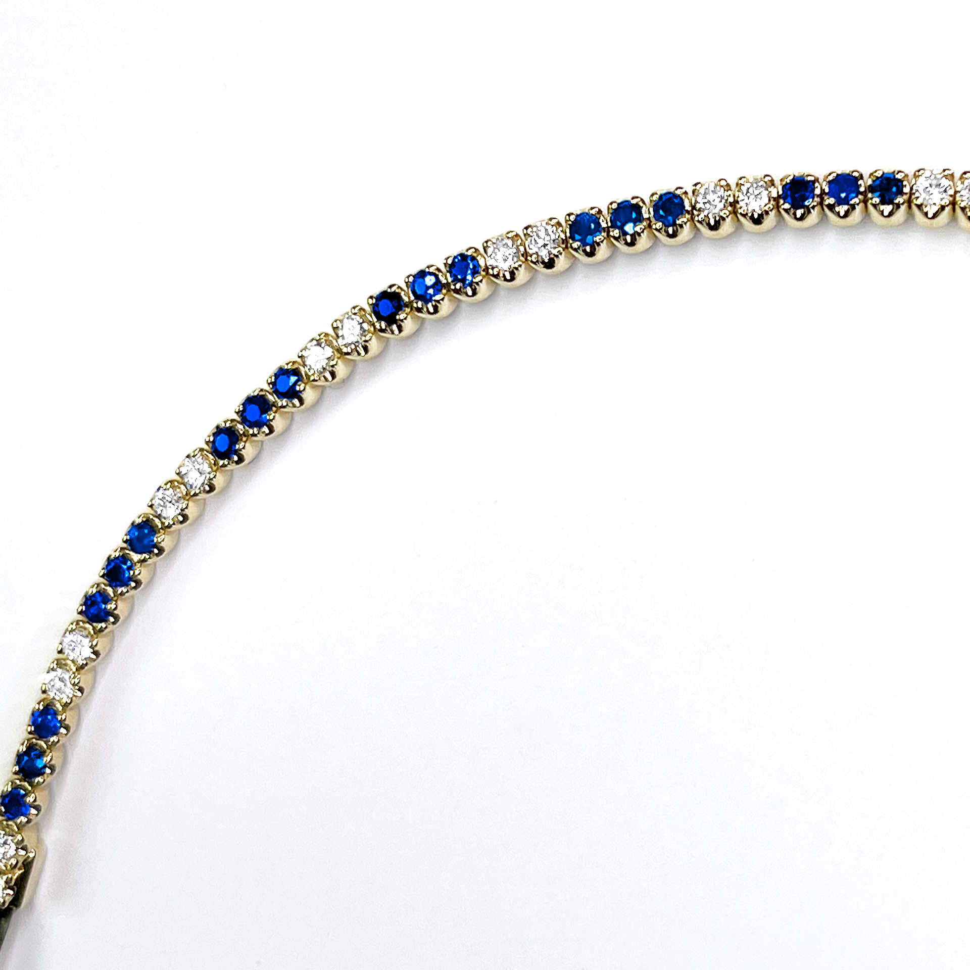 14k YG Diamond & Sapphire Tennis Bracelet