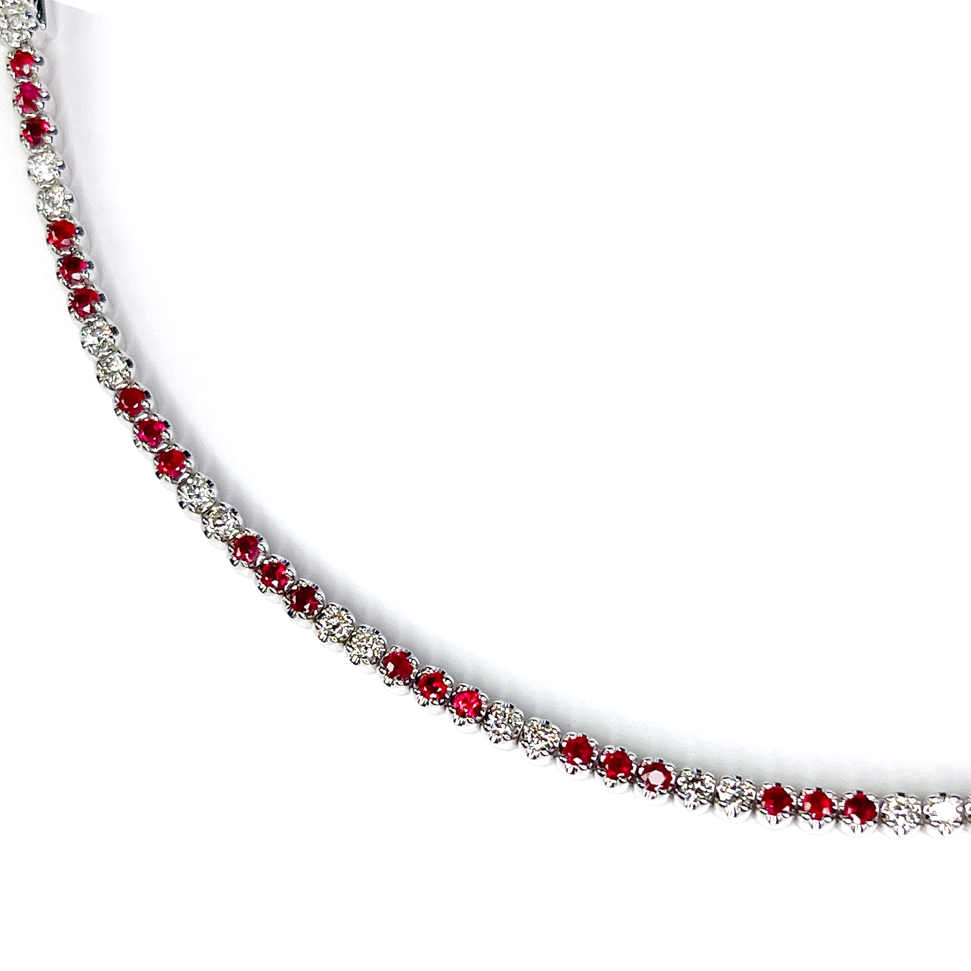 14k WG Diamond & Ruby Tennis Bracelet
