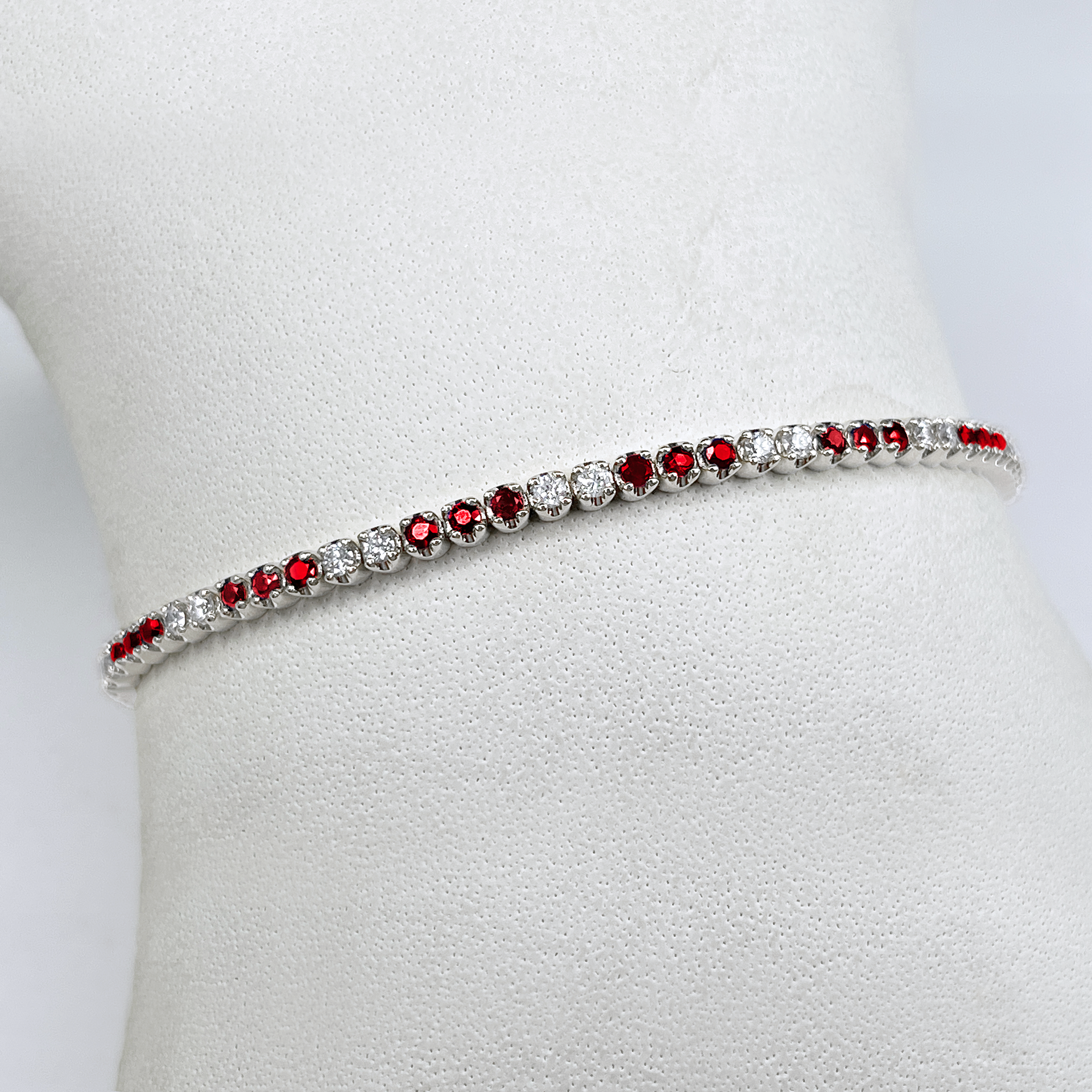 14k WG Diamond & Ruby Tennis Bracelet