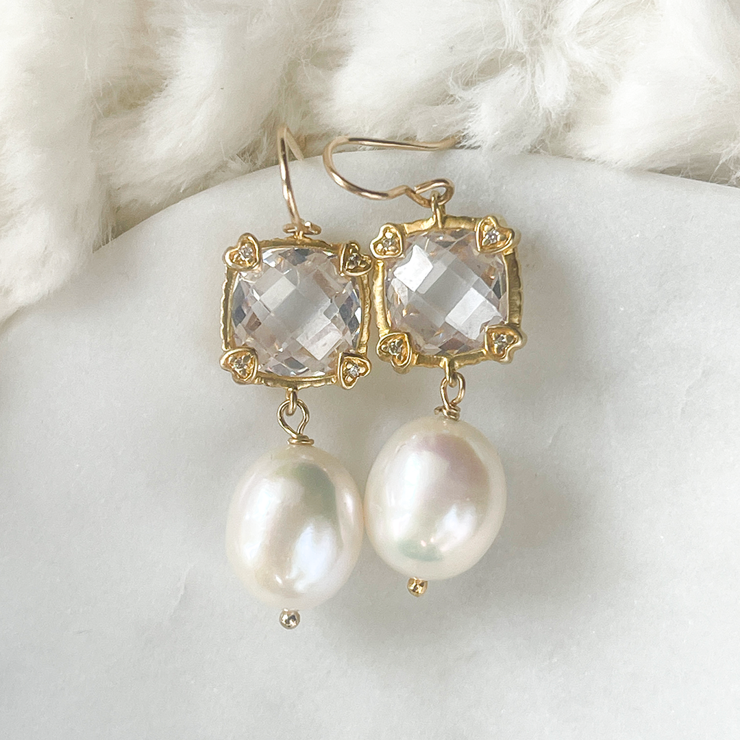 Pearl and CZ Earrings