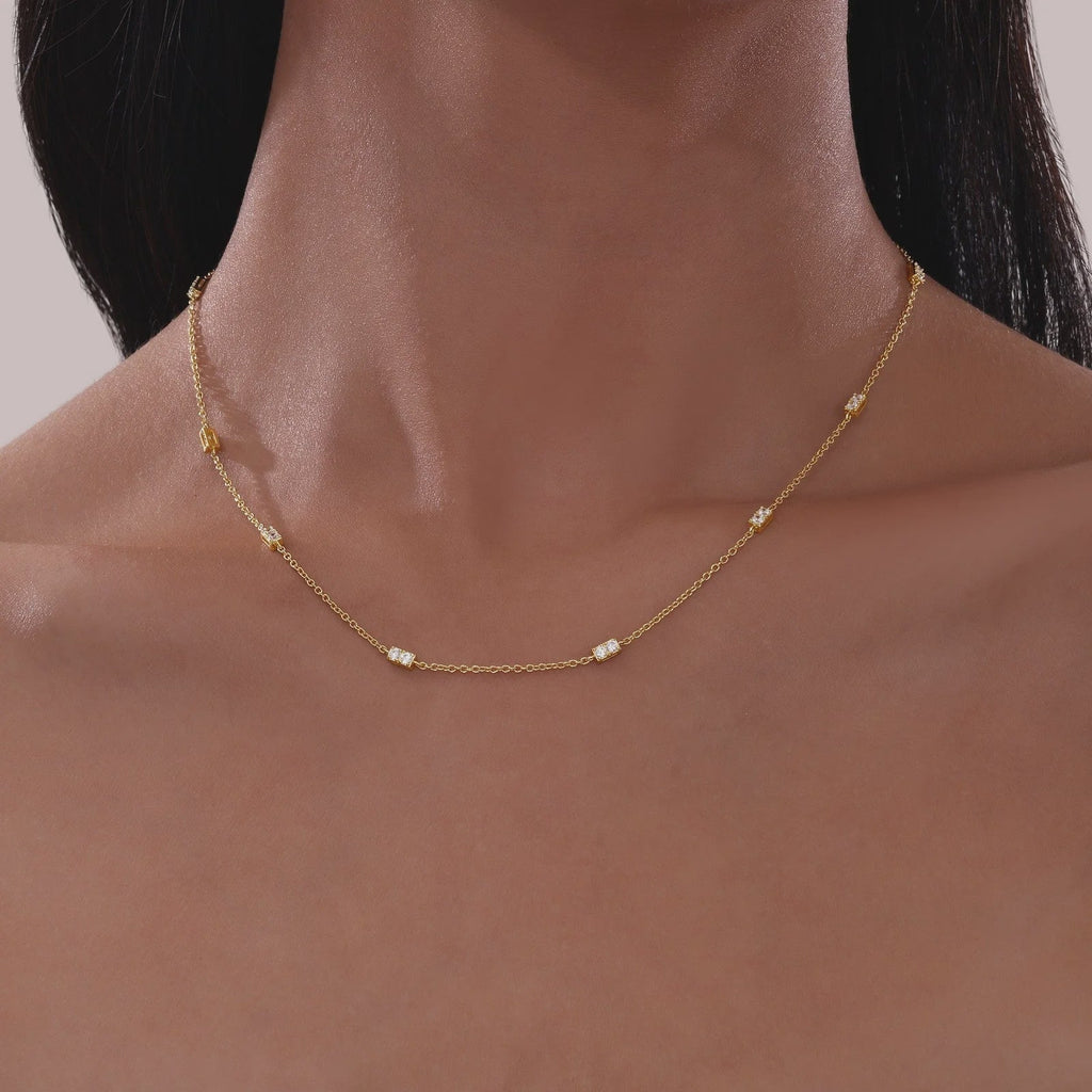 TR Gold Adjustable Station Necklace, 18'