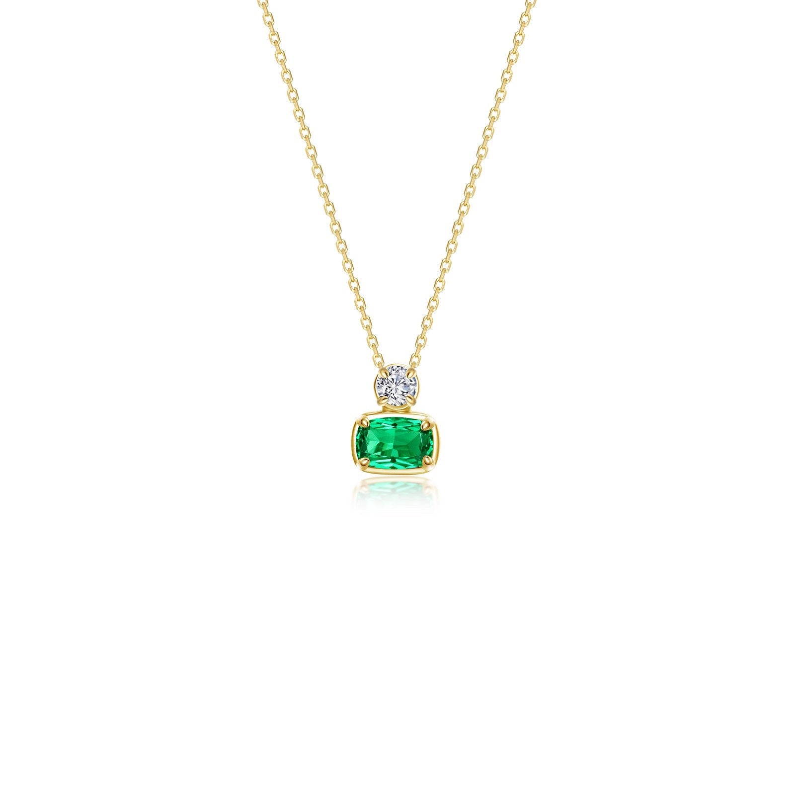 Regal Cushion-Cut Simulated Emerald Necklace