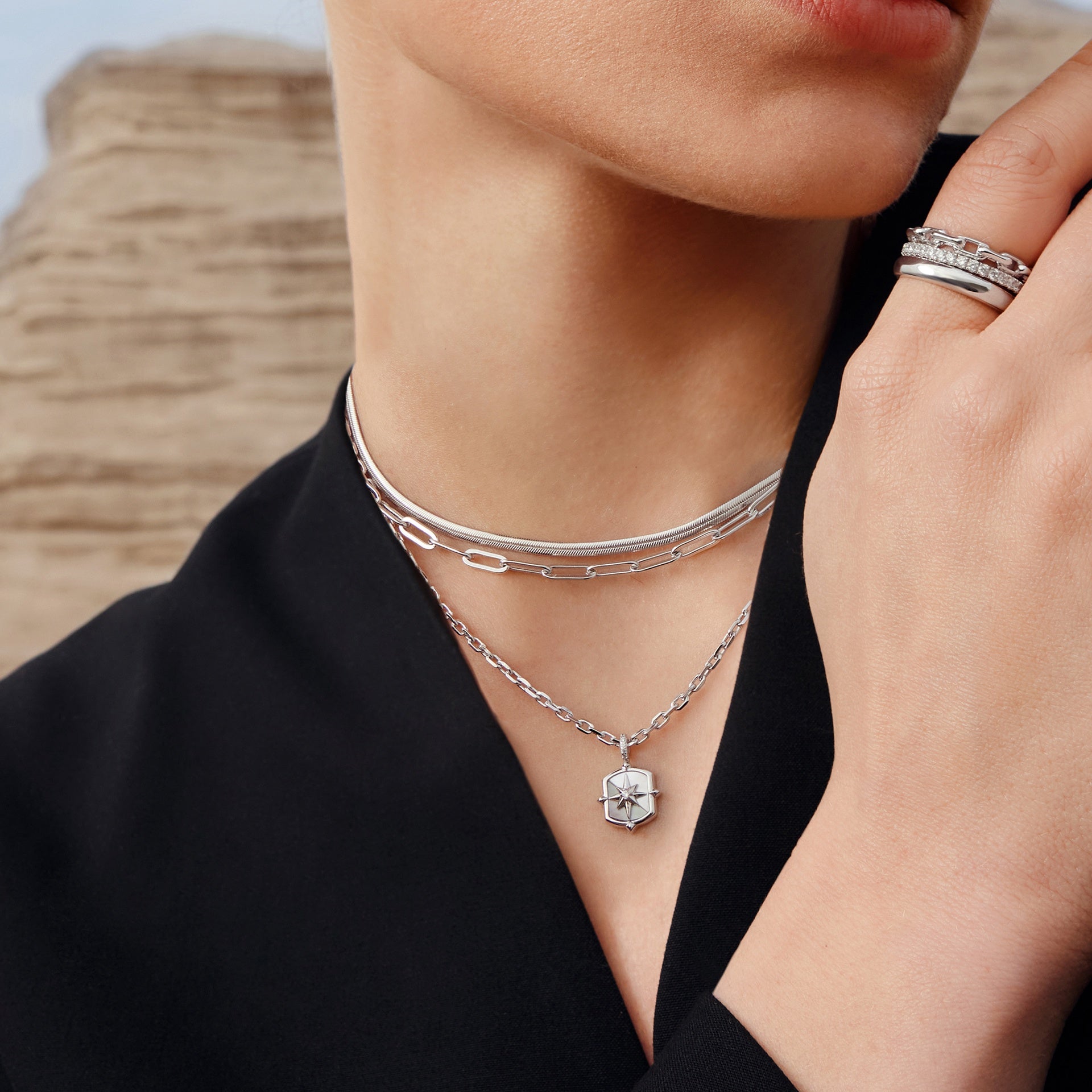 Trailblazer - Color-Block Mother of Pearl Star Necklace