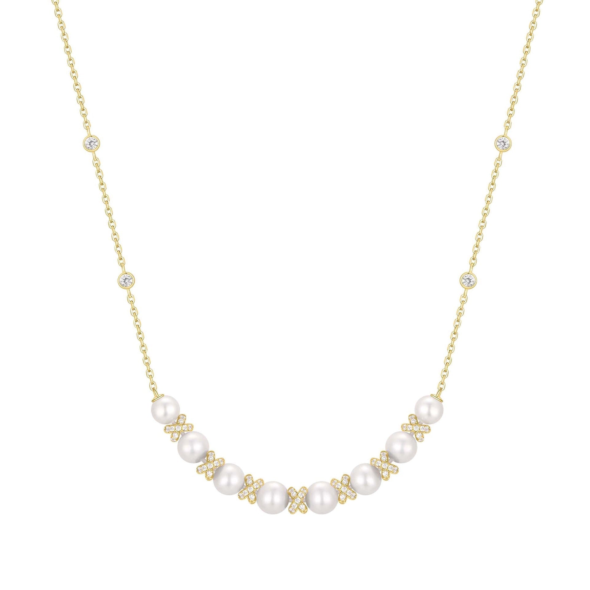 Reimaginer - Gold Sparkling Braided Shell Pearl Necklace