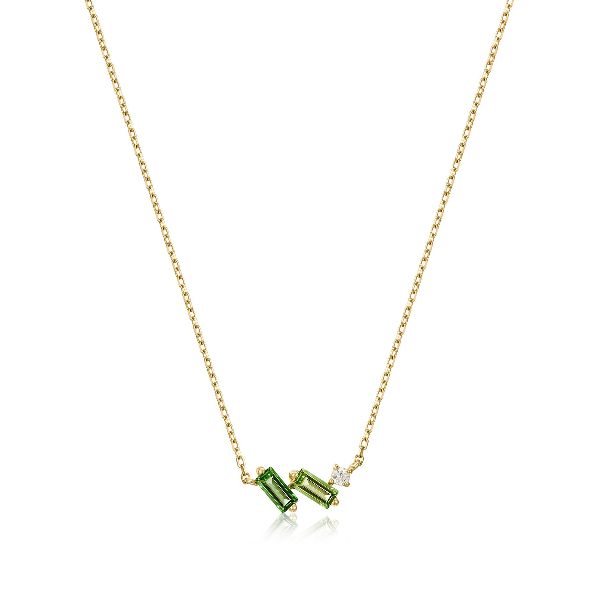 14kt Gold Tourmaline & White Sapphire Necklace
