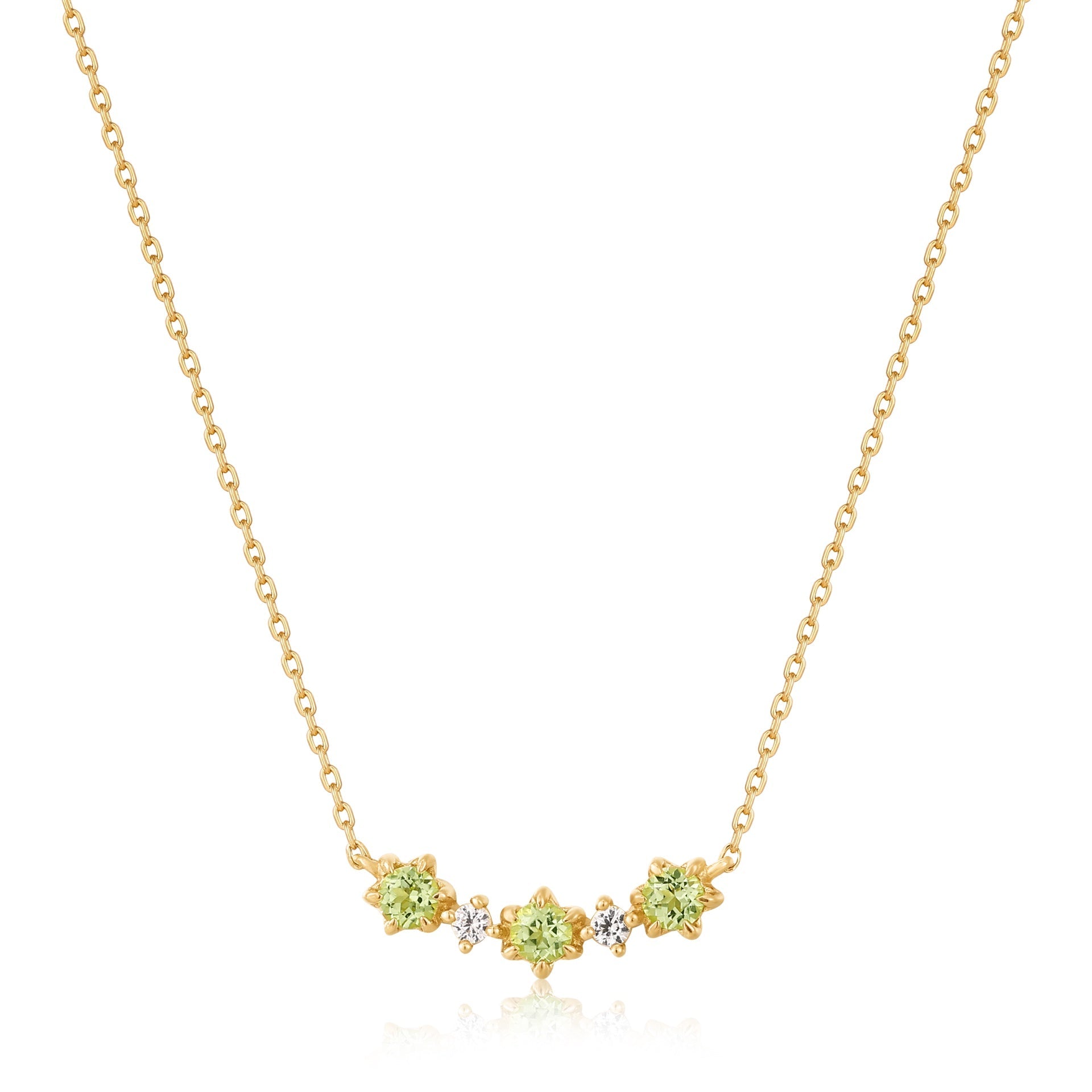 14kt Gold Peridot & White Sapphire Necklace