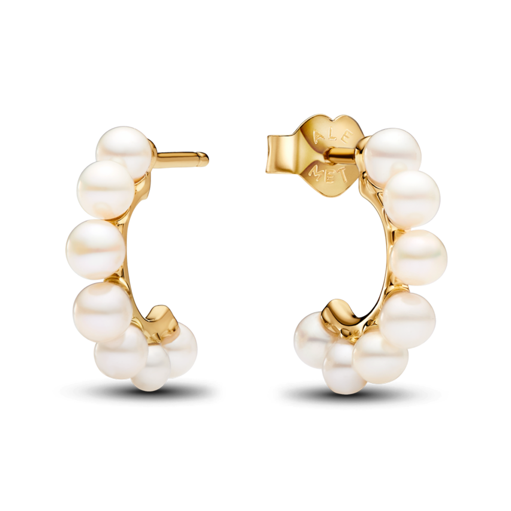 Treated Freshwater Cultured Pearls Open Hoop Earrings