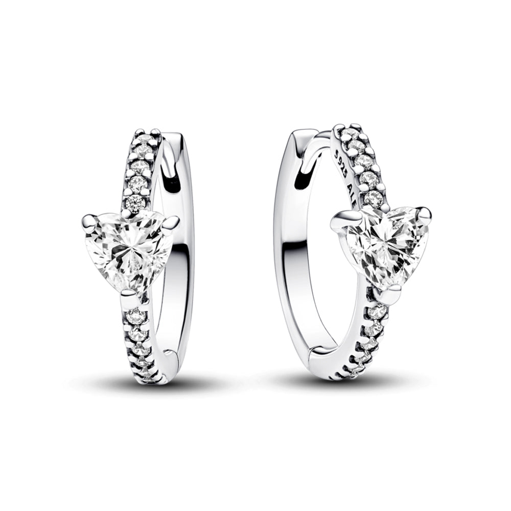 Sparkling Heart Hoop Earrings